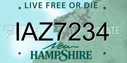 IAZ7234 New Hampshire License Plate