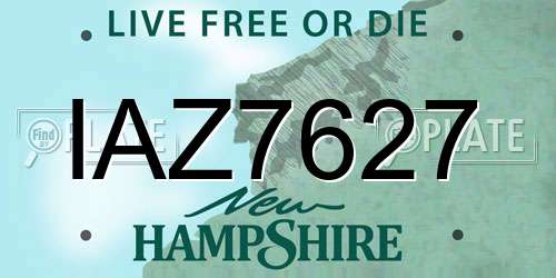 IAZ7627 New Hampshire License Plate