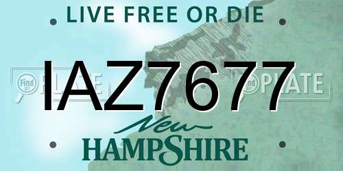IAZ7677 New Hampshire License Plate