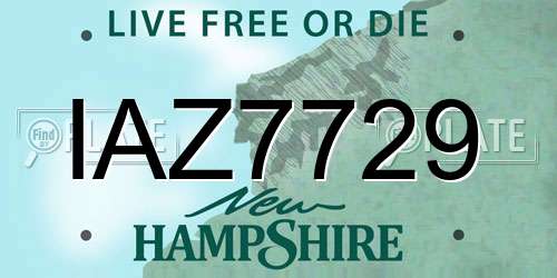 IAZ7729 New Hampshire License Plate