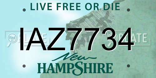 IAZ7734 New Hampshire License Plate