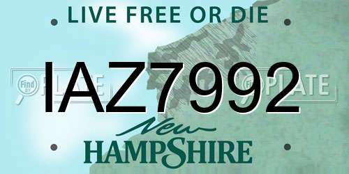 IAZ7992 New Hampshire License Plate