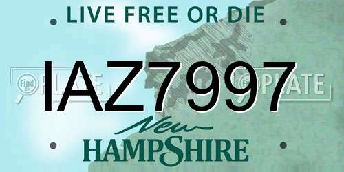 IAZ7997 New Hampshire License Plate
