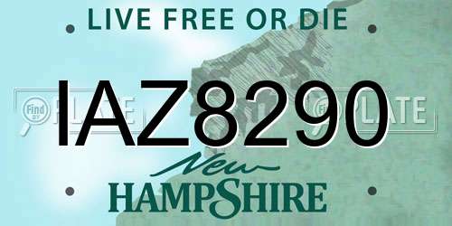 IAZ8290 New Hampshire License Plate