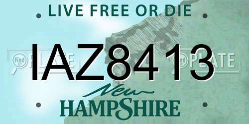 IAZ8413 New Hampshire License Plate