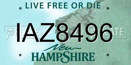 IAZ8496 New Hampshire License Plate