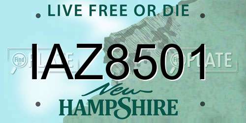 IAZ8501 New Hampshire License Plate