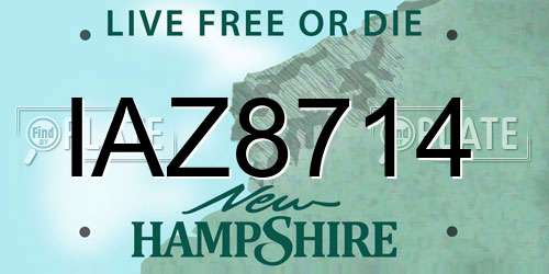 IAZ8714 New Hampshire License Plate