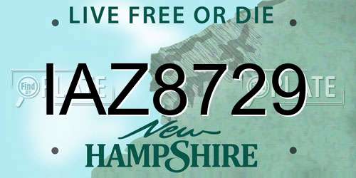 IAZ8729 New Hampshire License Plate