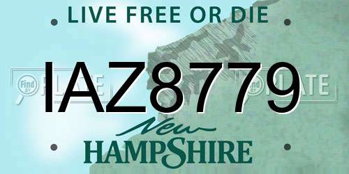 IAZ8779 New Hampshire License Plate
