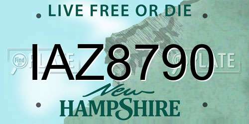 IAZ8790 New Hampshire License Plate