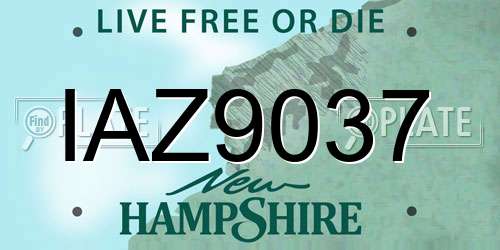 IAZ9037 New Hampshire License Plate