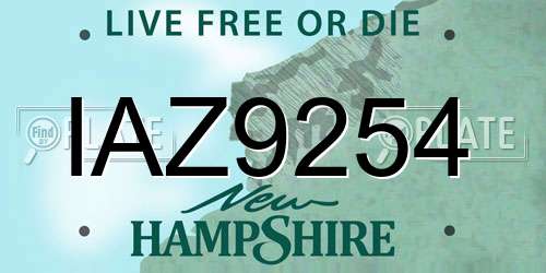 IAZ9254 New Hampshire License Plate