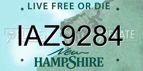 IAZ9284 New Hampshire License Plate