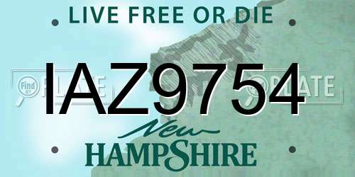 IAZ9754 New Hampshire License Plate