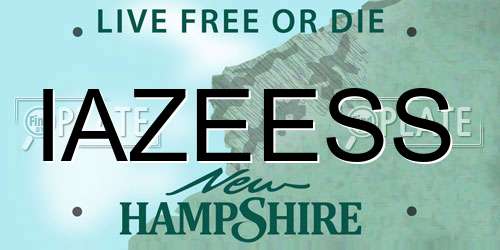 IAZEESS New Hampshire License Plate