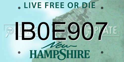 IB0E907 New Hampshire License Plate