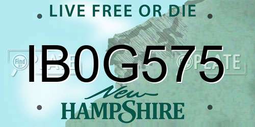 IB0G575 New Hampshire License Plate