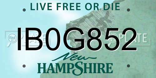 IB0G852 New Hampshire License Plate