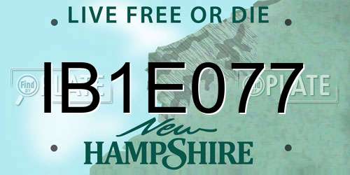 IB1E077 New Hampshire License Plate