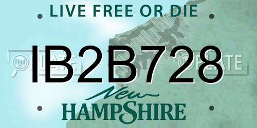 IB2B728 New Hampshire License Plate
