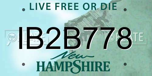 IB2B778 New Hampshire License Plate