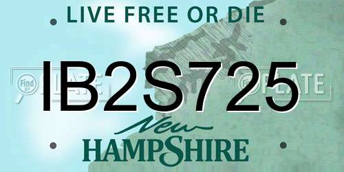 IB2S725 New Hampshire License Plate