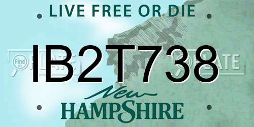 IB2T738 New Hampshire License Plate