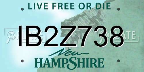 IB2Z738 New Hampshire License Plate