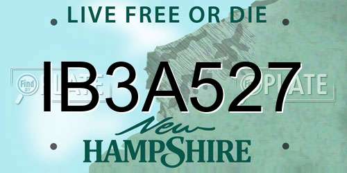 IB3A527 New Hampshire License Plate