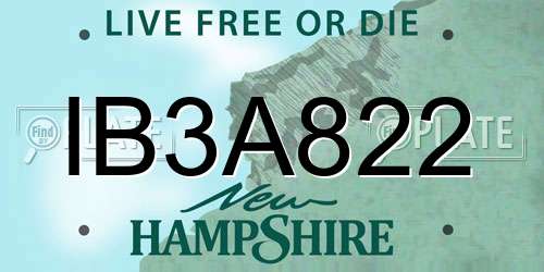 IB3A822 New Hampshire License Plate
