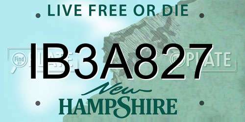 IB3A827 New Hampshire License Plate