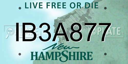 IB3A877 New Hampshire License Plate
