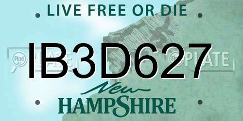 IB3D627 New Hampshire License Plate