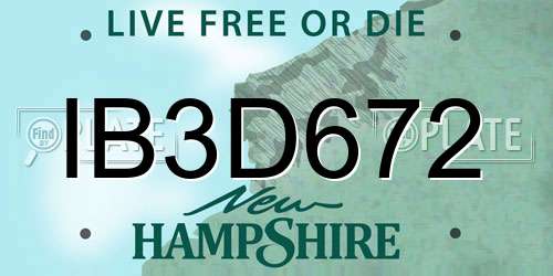 IB3D672 New Hampshire License Plate