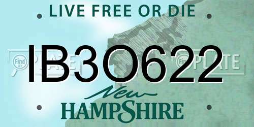 IB3O622 New Hampshire License Plate