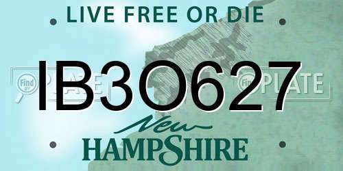 IB3O627 New Hampshire License Plate