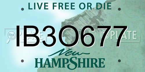 IB3O677 New Hampshire License Plate