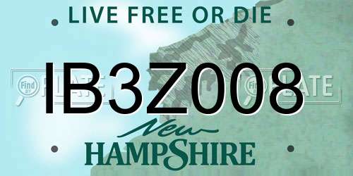 IB3Z008 New Hampshire License Plate