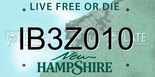 IB3Z010 New Hampshire License Plate
