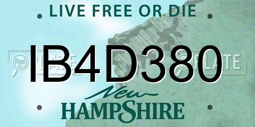 IB4D380 New Hampshire License Plate