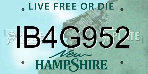 IB4G952 New Hampshire License Plate