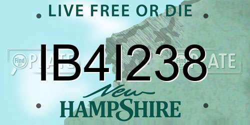 IB4I238 New Hampshire License Plate