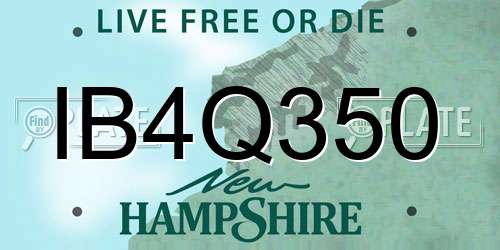 IB4Q350 New Hampshire License Plate