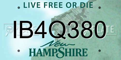 IB4Q380 New Hampshire License Plate