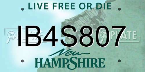 IB4S807 New Hampshire License Plate