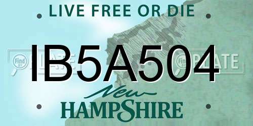 IB5A504 New Hampshire License Plate