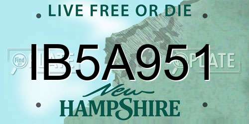 IB5A951 New Hampshire License Plate