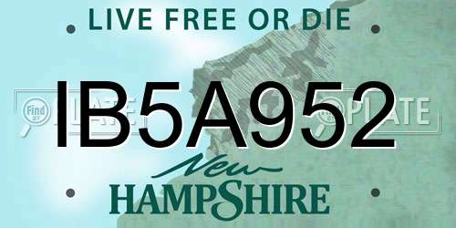 IB5A952 New Hampshire License Plate