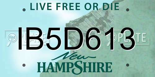 IB5D613 New Hampshire License Plate